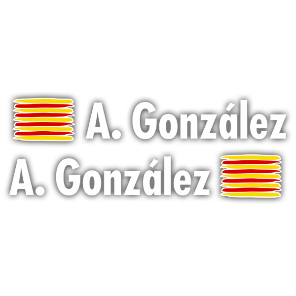 Pegatinas: 2 Banderas Cataluña + Nombre en blanco