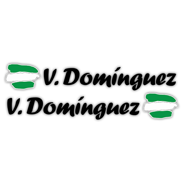 Pegatinas: 2 Banderas Andalucía + Nombre caligráfico negro