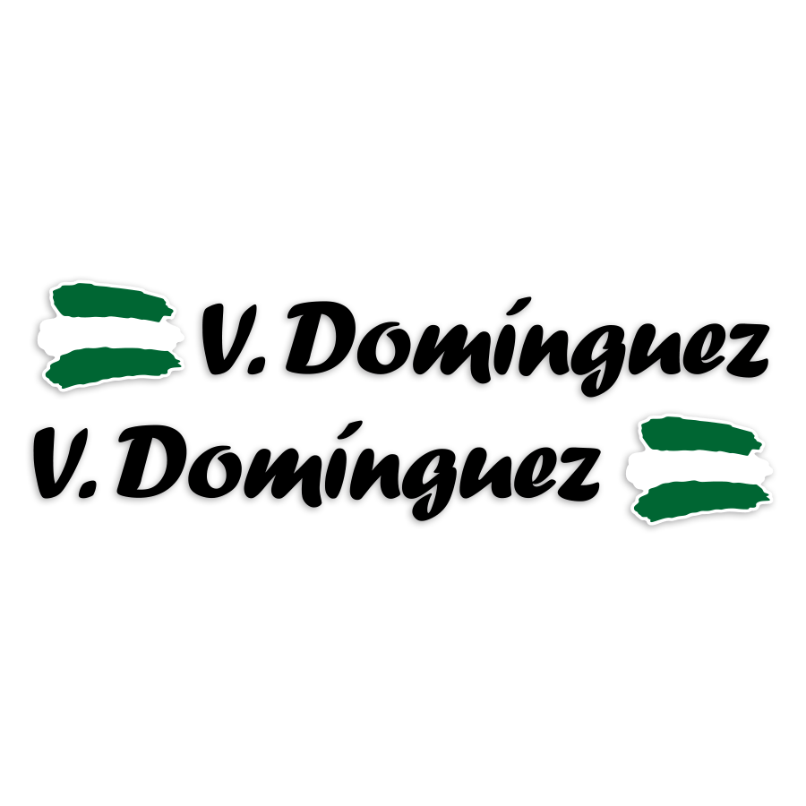 Pegatinas: 2X Banderas Andalucía + Nombre caligráfico negro