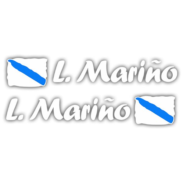 Pegatinas: 2 Banderas Galicia + Nombre caligráfico blanco