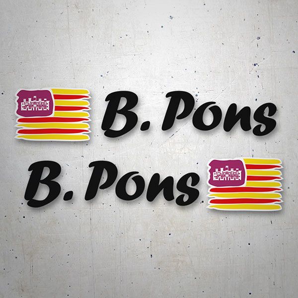 Pegatinas: 2 Banderas Baleares + Nombre caligráfico negro