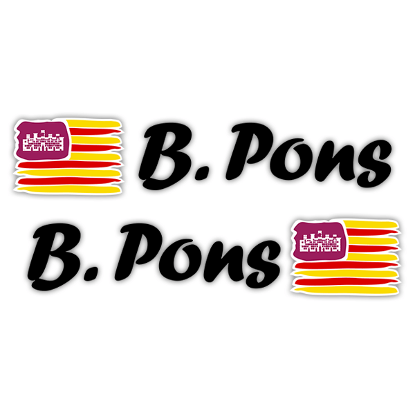Pegatinas: 2 Banderas Baleares + Nombre caligráfico negro