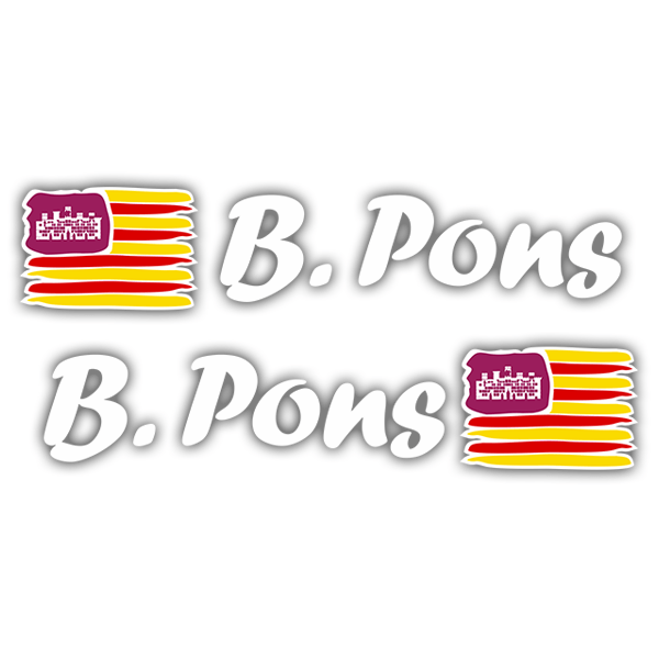 Pegatinas: 2 Banderas Baleares + Nombre caligráfico blanco