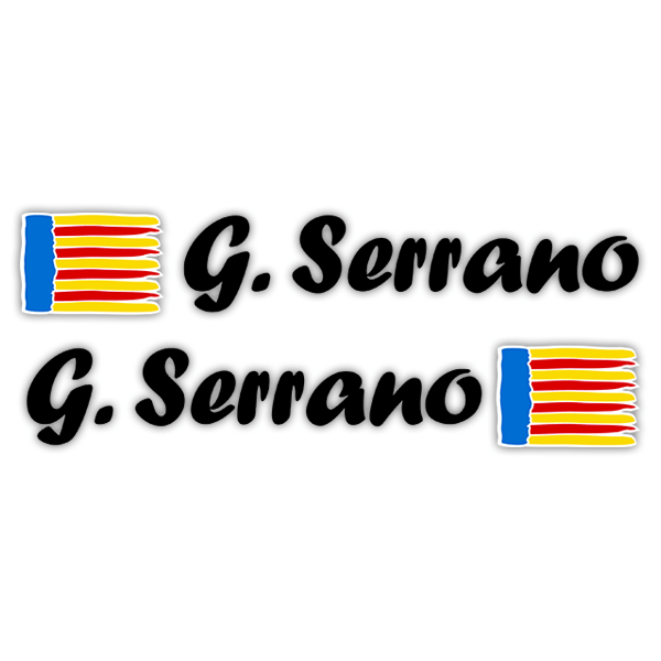 Pegatinas: 2 Banderas Valencia + Nombre caligráfico negro