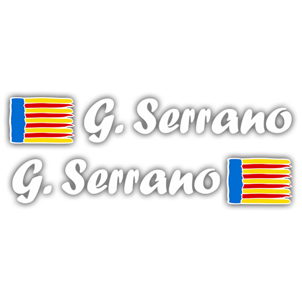 Pegatinas: 2 Banderas Valencia + Nombre caligráfico blanco
