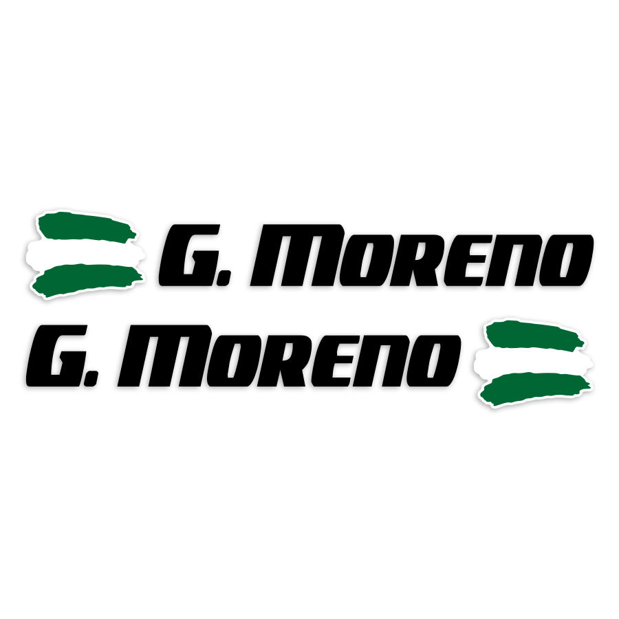 Pegatinas: 2X Banderas Andalucía + Nombre sport negro