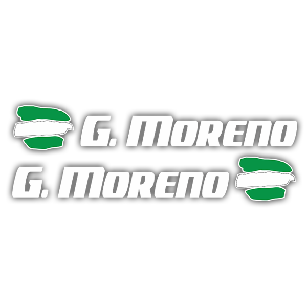 Pegatinas: 2 Banderas Andalucía + Nombre sport blanco