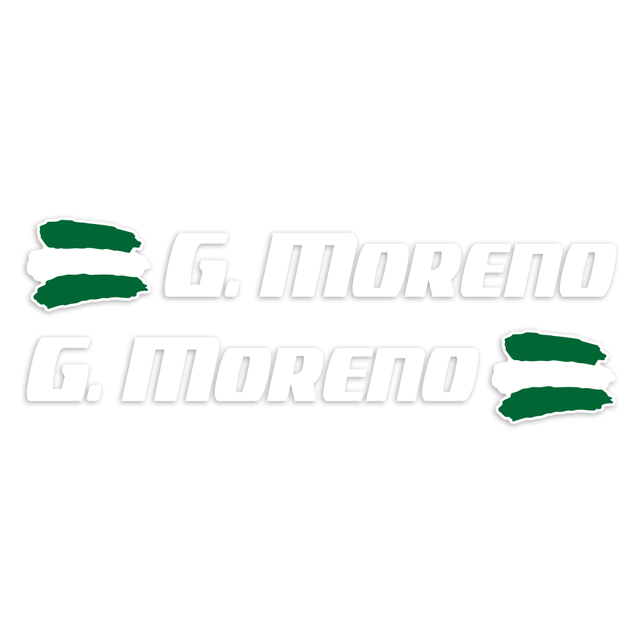 Pegatinas: 2X Banderas Andalucía + Nombre sport blanco