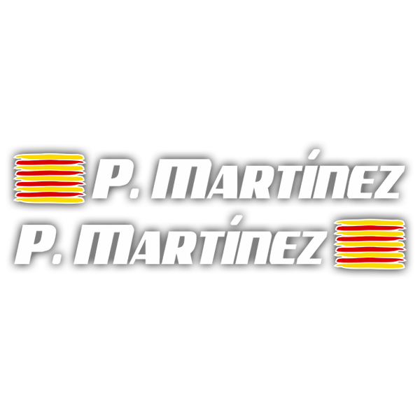 Pegatinas: 2 Banderas Cataluña + Nombre sport blanco