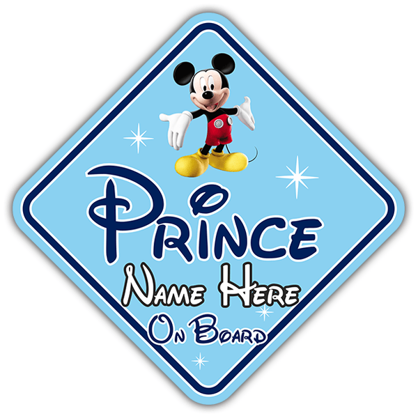 Pegatinas: Príncipe a Bordo Disney Personalizado - inglés