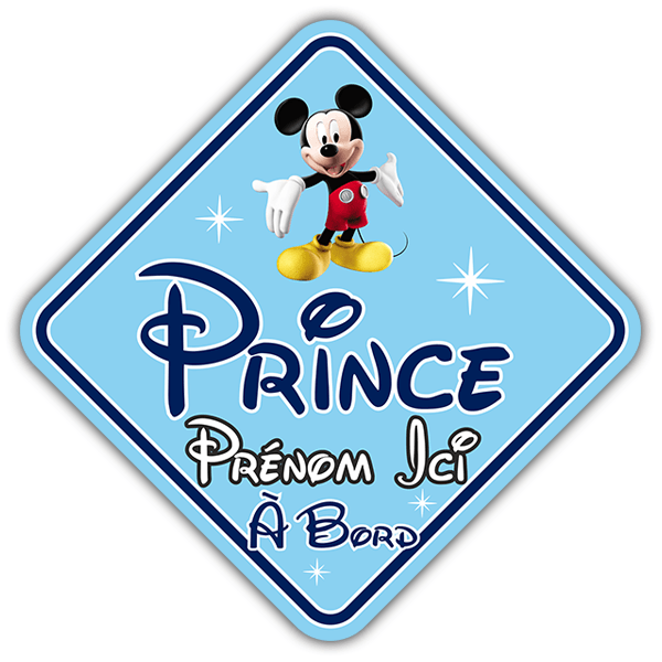 Pegatinas: Príncipe a Bordo Disney Personalizado - francés
