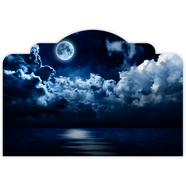 Vinilos Decorativos: Cabecero Luna llena sobre el mar