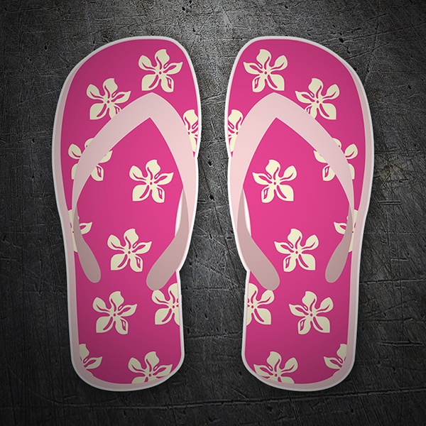 Vinilos Decorativos: Chanclas rosas con flores surf crema