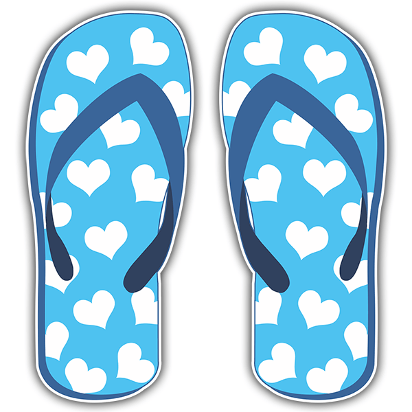 Pegatinas: Chanclas azules con corazones