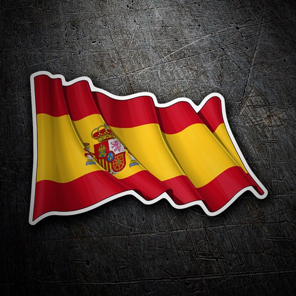 Adhesivo Bandera España ondeando
