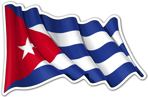 Pegatinas: Bandera de Cuba ondeando