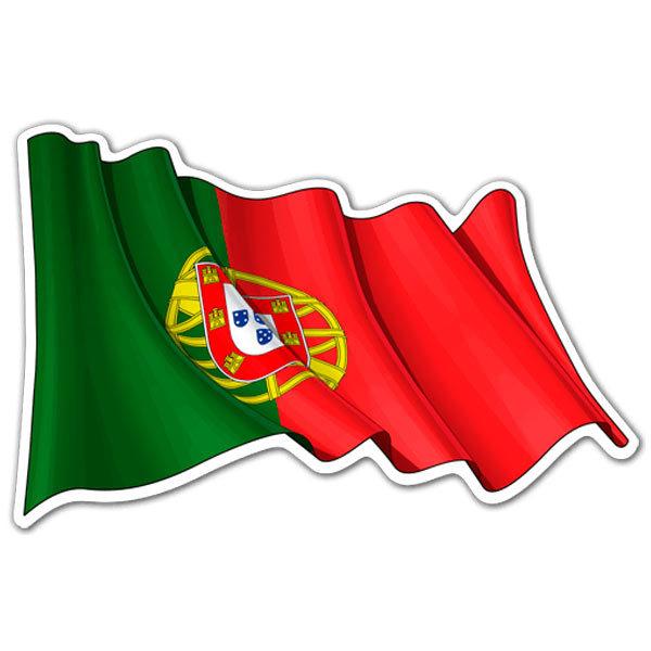 Pegatinas: Bandera de Portugal ondeando