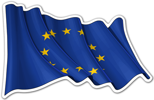 Pegatinas: Bandera de la Unión Europea ondeando