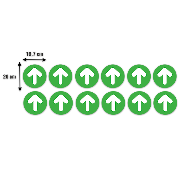 Pegatinas: Set 12X Flechas para Suelo Verdes y Blancas