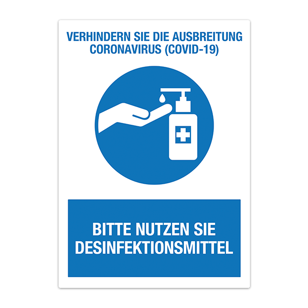 Pegatinas: Protección Covid-19 Use el dispensador en alemán