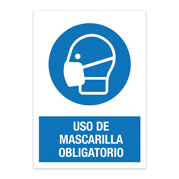 Pegatinas: Protección Covid-19 Mascarilla obligatoria en espa