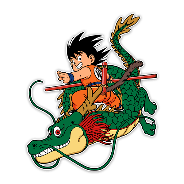 Vinilos Infantiles: Dragon Ball Son Goku con el Dragón Shen Long