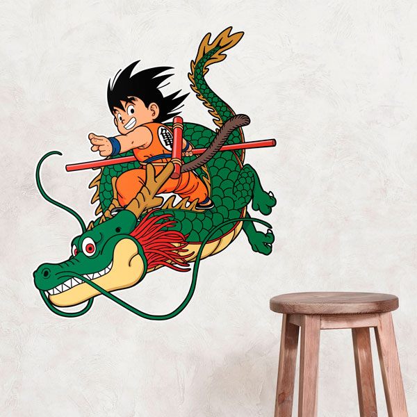 Vinilos Infantiles: Dragon Ball Son Goku con el Dragón Shen Long