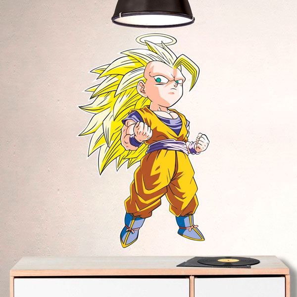 Vinilos Infantiles: Dragon Ball Caricatura Son Goku Saiyan