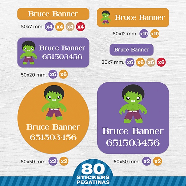 Etiquetas adhesivas personalizadas para Hulk | TeleAdhesivo.com