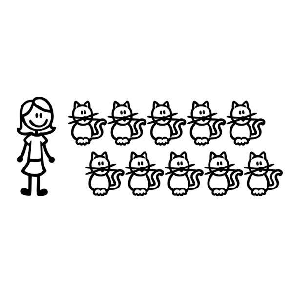 Pegatinas: Set 11X Mujer y Gatos