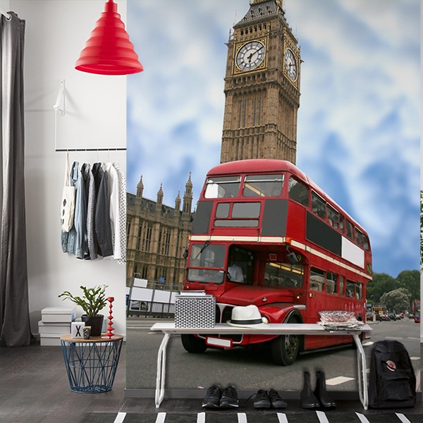 Fotomurales: Big Ben y bus británico 0