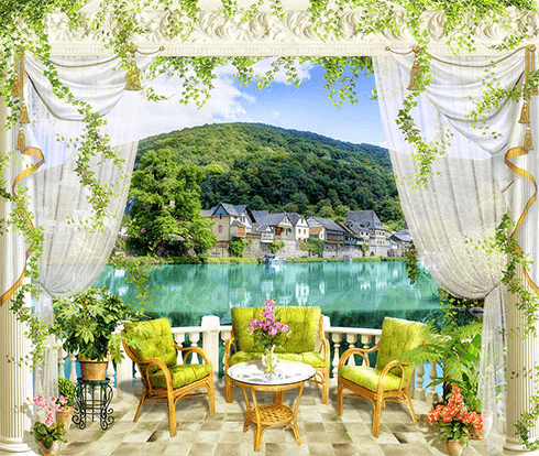 Fotomurales: Terraza al lago