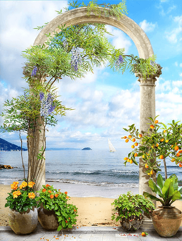 Fotomurales: Arco corintio en la playa
