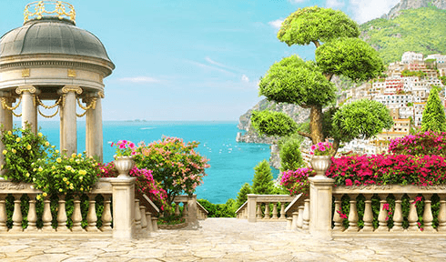 Fotomurales: Jardín con vistas al mar
