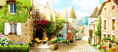 Fotomurales: Calle de pueblo con encanto