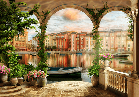 Fotomurales: Porche en los canales de Venecia