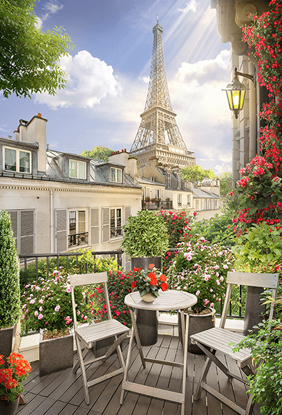 Fotomurales: Terraza frente la torre Eiffel