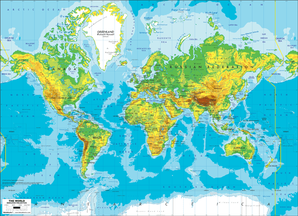Fotomurales: Mapa Mundi Relieve