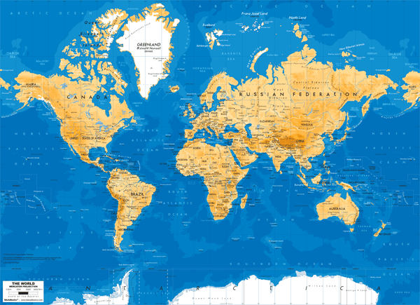 Fotomurales: Mapa Mundo tono árido