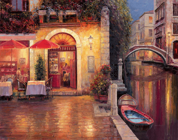 Fotomurales: Cafe de noche despues de llover (Haixia Liu)