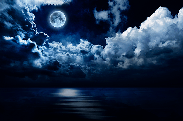 Fotomurales: Luna llena sobre el océano