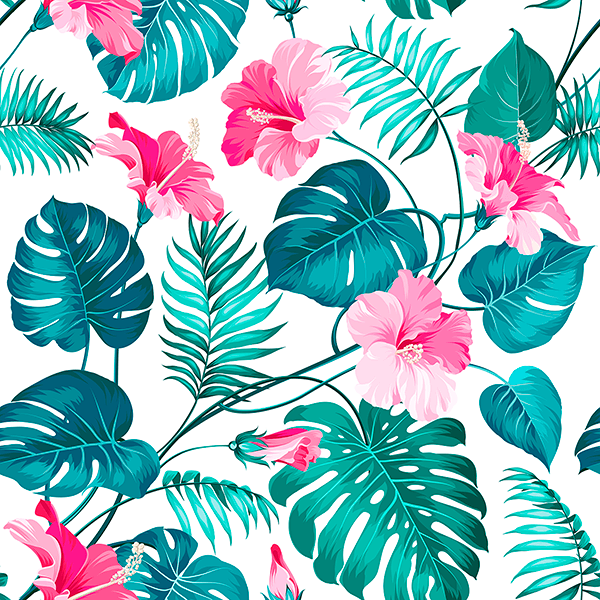 Fotomurales: Estampado de flores y hojas