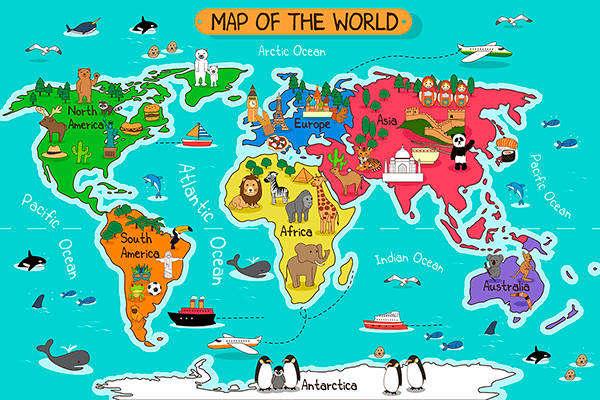 Fotomurales: Mapa del mundo infantil