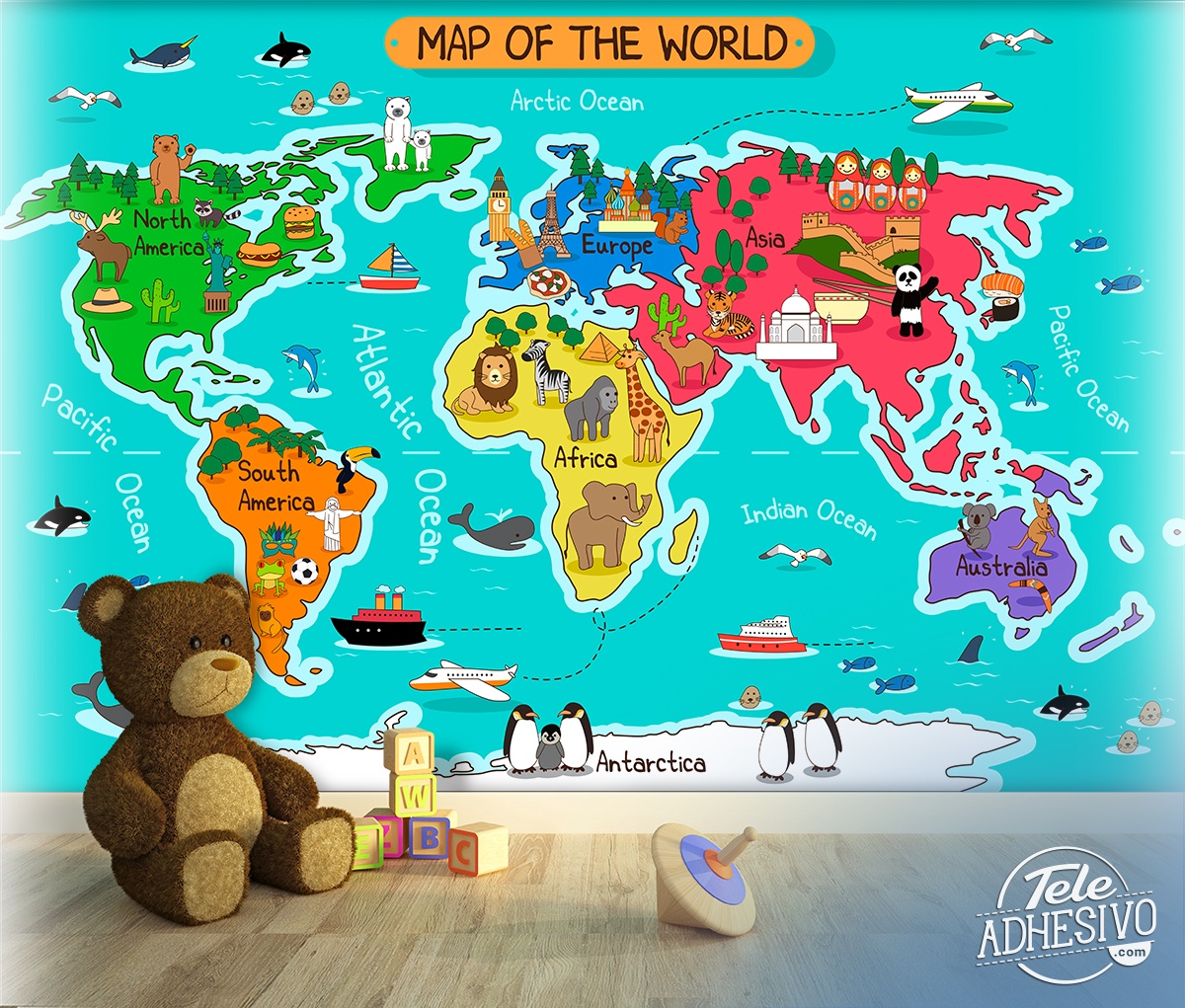 Fotomurales: Mapa del mundo infantil