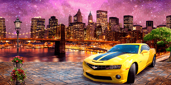 Fotomurales: Chevrolet en el puente de Brooklyn