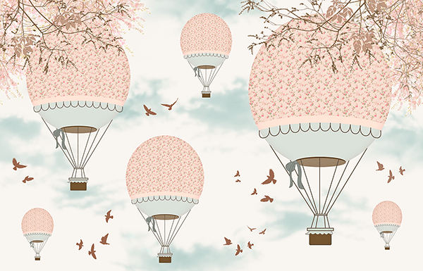 Fotomurales: Globos rosas en el cielo