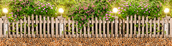 Fotomurales: Muro con luces y flores