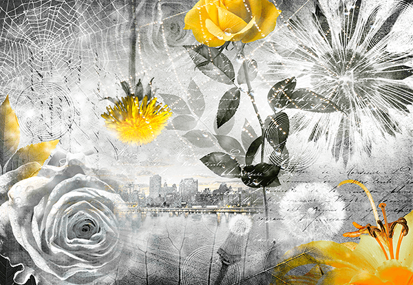 Fotomurales: Collage ciudad floral