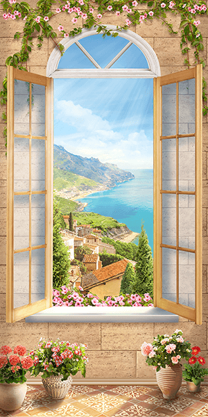 Fotomurales: Ventana en pueblo costero