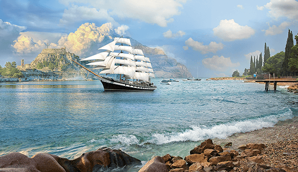 Fotomurales: Velero junto a la costa